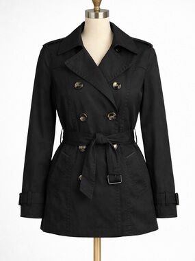 Jones New York Sport Black Belted Trench Coat · Double‑Breasted · Women’s Small